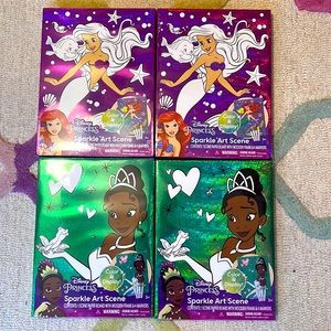 4 Disney Princess Sparkle Art Scenes! Brand new!